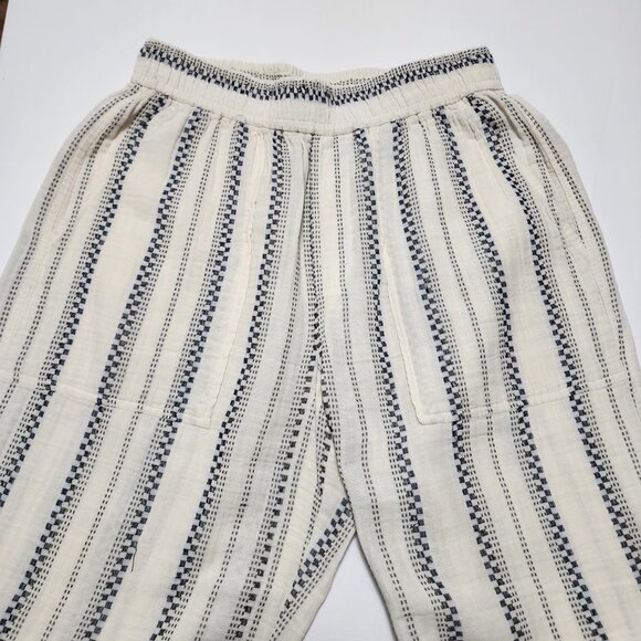 Madewell Ivory Stripe Cotton Gauze High Rise Pull On Tapered Pants - Picture 4 of 6